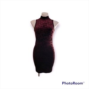 Velvet wine color mini dress